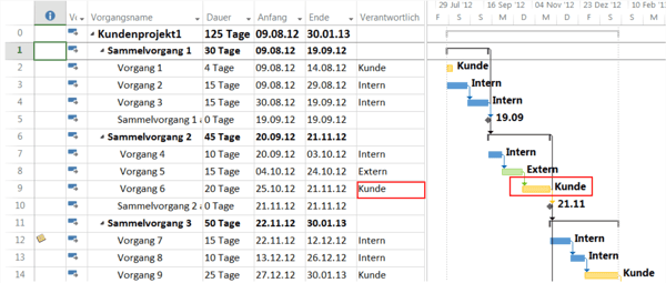Bedingte Formatierung MS Project - benutzerdefinierte Spalte mit Kennzeichnung im Balkendiagramm