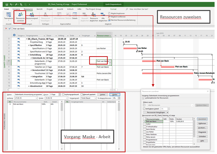 Ressourcen zuweisen (MS Project Tutorial)