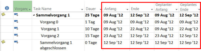 MS Project Basisplan speichern - nach dem Speichern