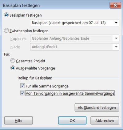 MS Project Basisplan hinzufügen