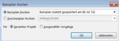 MS Project Basisplan löschen - Projekt oder Vorgänge 
