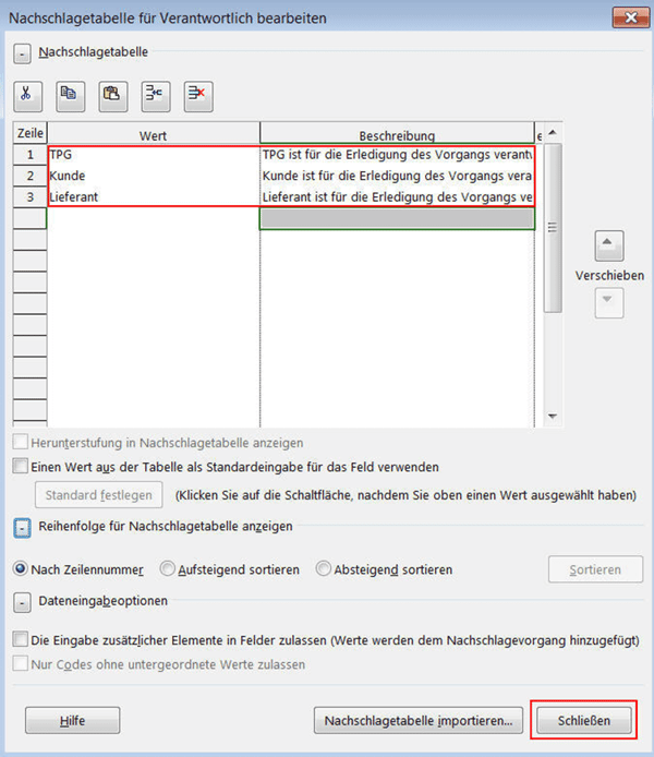 MS Project Felder und Ansichten - Werte für Nachschlagetabelle eingeben