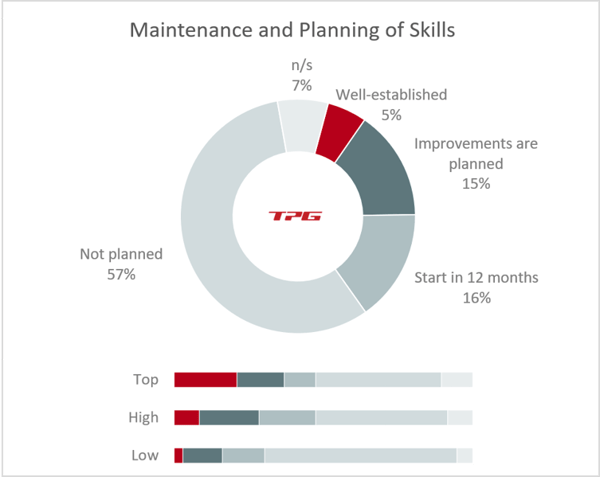 Skills management has been implemented much more frequently by top-performing companies