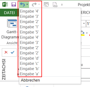 MS Project automatisch speichern - Rückgängig Schritte