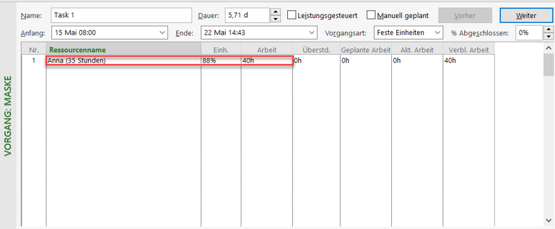 MS Project Kalender-Optionen