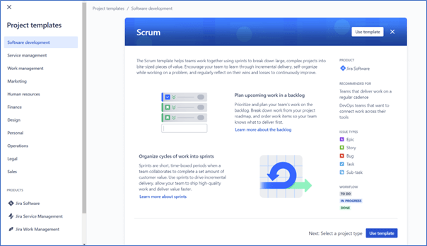 Scrum Master Jira – Scrum software project template in the Jira Cloud