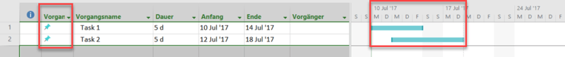 planungsoptionen in MS Project