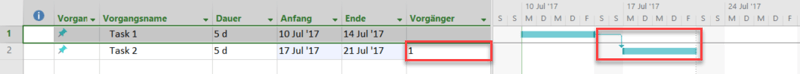 Planungsoption in MSProject