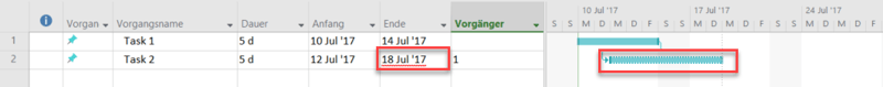 Planungsoptionen in MS Project