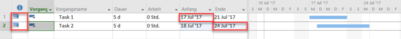 Planungsoptionen in MS Project