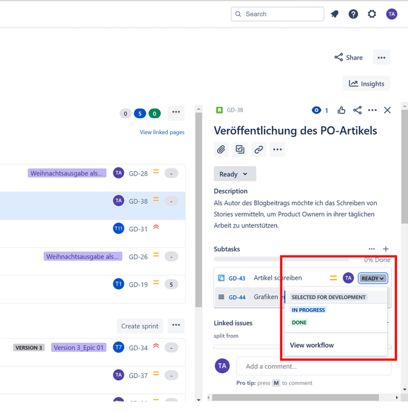 Jira Developer Confluence - Issuestatus über eine Verlinkung