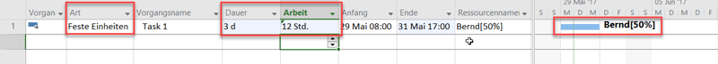 Planungsoptionen in MS Project - Arbeit reduzieren