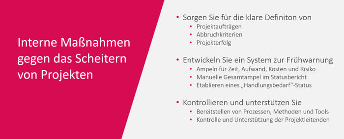 Warum scheitern Projekte - interne Maßnahmen
