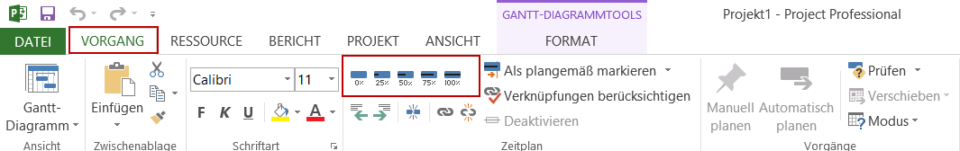 ms project fortschritt anzeigen