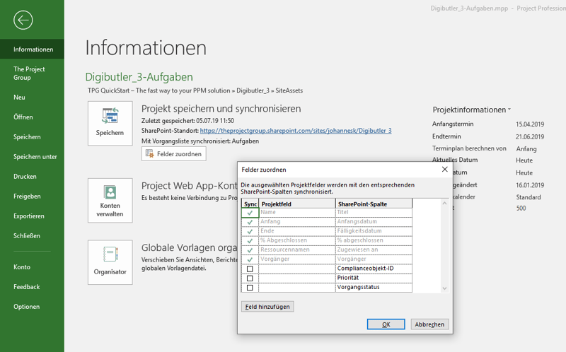 Aufgabenlisten synchronisieren in MS Project und SharePoint_9