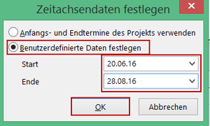 Mehrfache Zeitachsen in MS Project - Datumsbereich festlegen