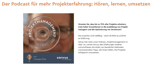 TPG Blogartikel über PM-Podcasts: Projektmanagement im Glas