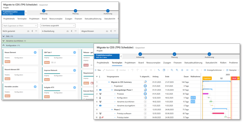 Aufgabenmanagement-Tools: In TPG ProjectPowerPack sind die relevanten Aufgaben zu einem Vorgang im Zeitplan