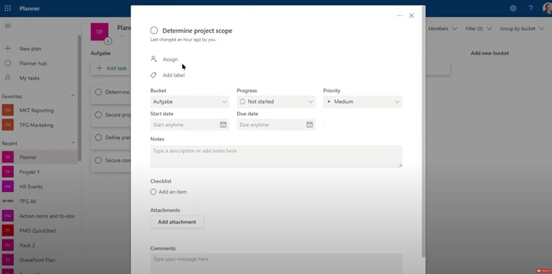 Eingabemöglichkeiten: MS Project mit Planner verknüpfen