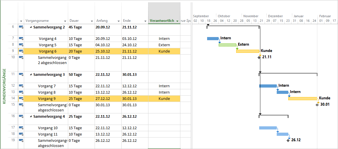 Finale Optimierung vor MS Project Ansichten anpassen und speichern
