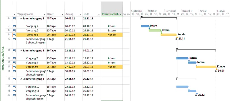 Finale Optimierung vor MS Project Ansichten anpassen und speichern